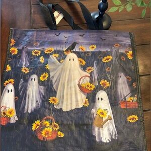 T.J.Maxx Ghost and Sunflower Reusable Tote Bag - Black and Yellow